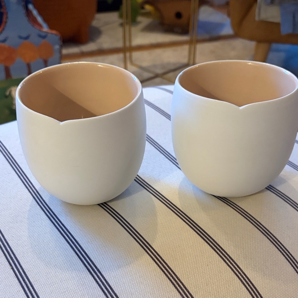Nespresso Matte White Ceramic Creamer Pair with Soft Cream Interior